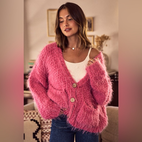 SO ME Soft Touch Hairy Loose Fit Cozy Sweater Cardigan - Picture 10 of 16